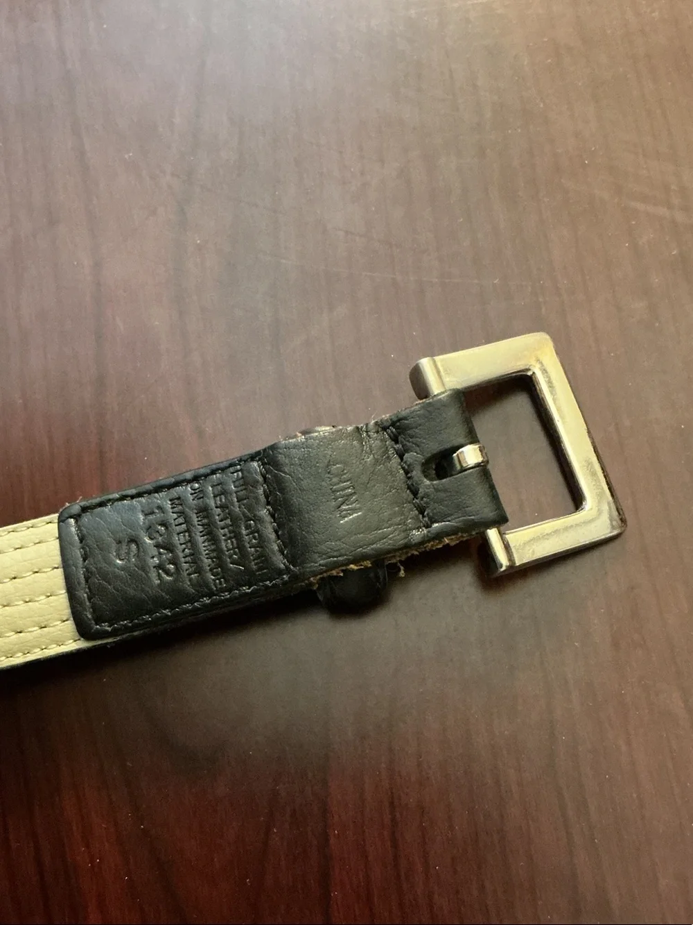 Fossil Slim Reversible Black and Tan Leather Belt with Silver Buckle